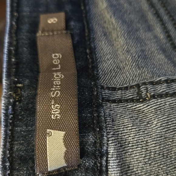 Levis 505 Straight Leg Dark Blue Demim Jean Classic 5 Pocket Style Stretch 8 EUC - Picture 3 of 8